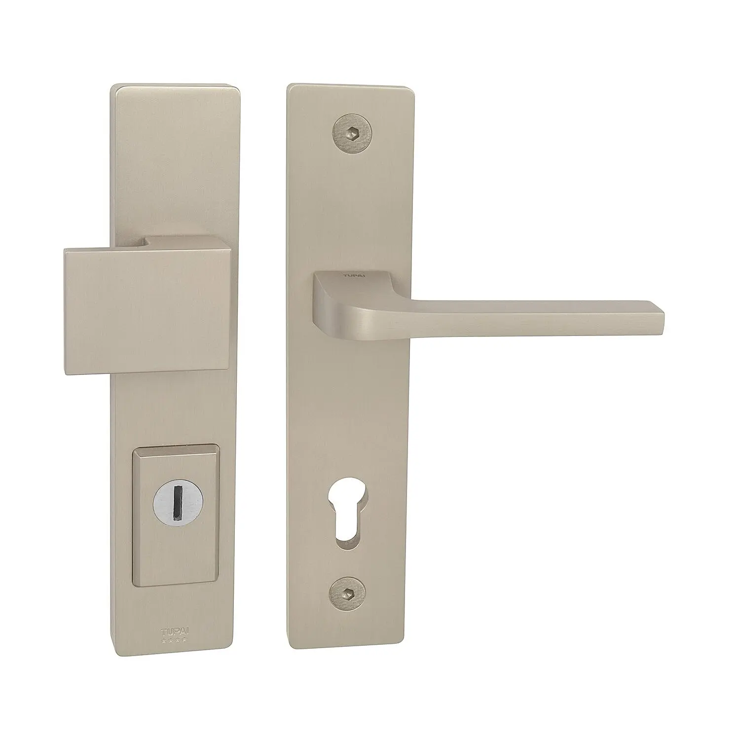 Bezpečnostní kování MP TI - FORTE PLUS 3214/SUPRA 3097 - SH (tloušťka dveří 104-110 mm) NP - Nikl perla, madlo/klika pravá, PZ PLUS s otvorem pro vložku, MP NP (nikl perla), 92 mm