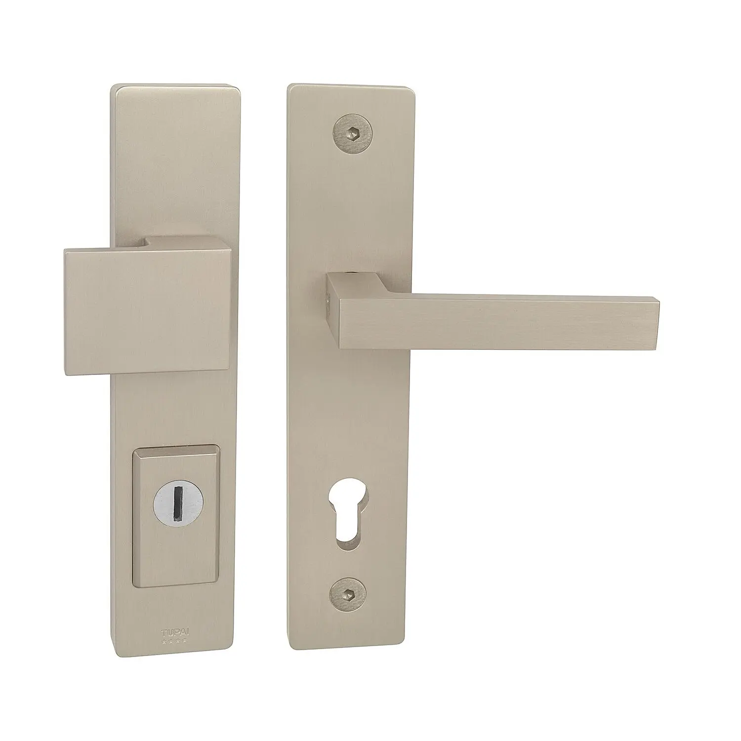 Bezpečnostní kování MP TI - FORTE PLUS 3214/SQUARE 2275 - SH (tloušťka dveří 104-110 mm) NP - Nikl perla, madlo/klika