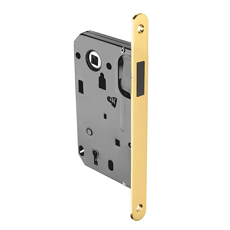 Magnetický zámek MP TI - 3597 BB 90 (OLV - Mosaz leštěná lakovaná), Otvor pro obyčejný klíč BB, MP OLV (mosaz leštěná a lakovaná), 90 mm