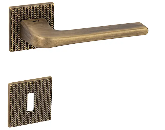 Dveřní kování MP DARA - HR 4007 5SQ T2 (OGS - Bronz česaný matný), klika-klika, Otvor pro obyčejný klíč BB, MP OGS (bronz česaný mat)