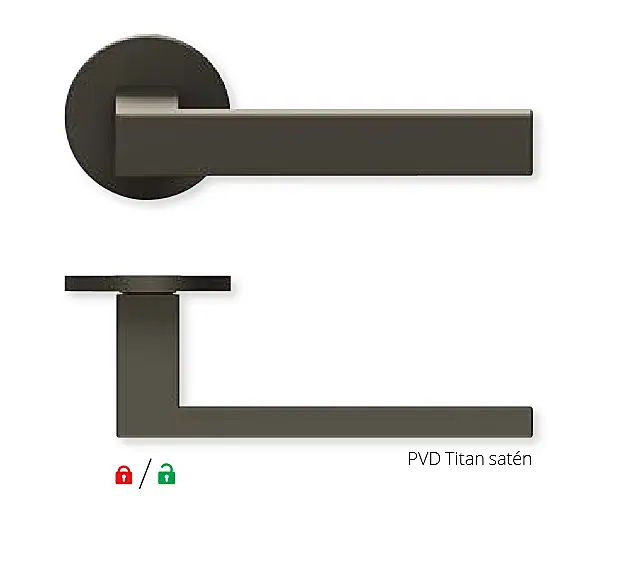 Dveřní kování QOLIBRI Smartbloc WC 1040 - R (Titan satén), klika/klika s uzamykáním