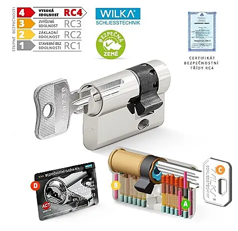 Cylindrická bezpečnostní standardní půlvložka WILKA RC4, Vložka standardní