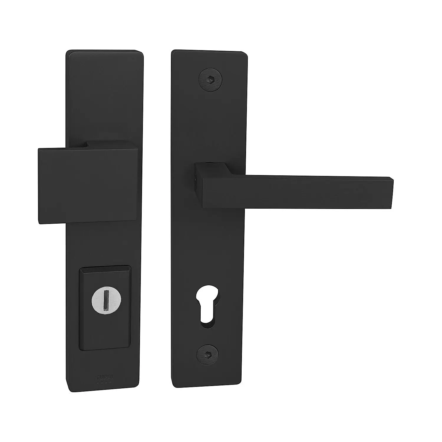 VÝPRODEJ Bezpečnostní kování MP TI - FORTE PLUS 3214/SQUARE 2275 - SH (tl.dv. 84-90 mm), rozteč 92 mm, madlo/klika pravá - Černá matná, madlo/klika pravá, PZ PLUS s otvorem pro vložku, MP BS (černá mat), 72 mm