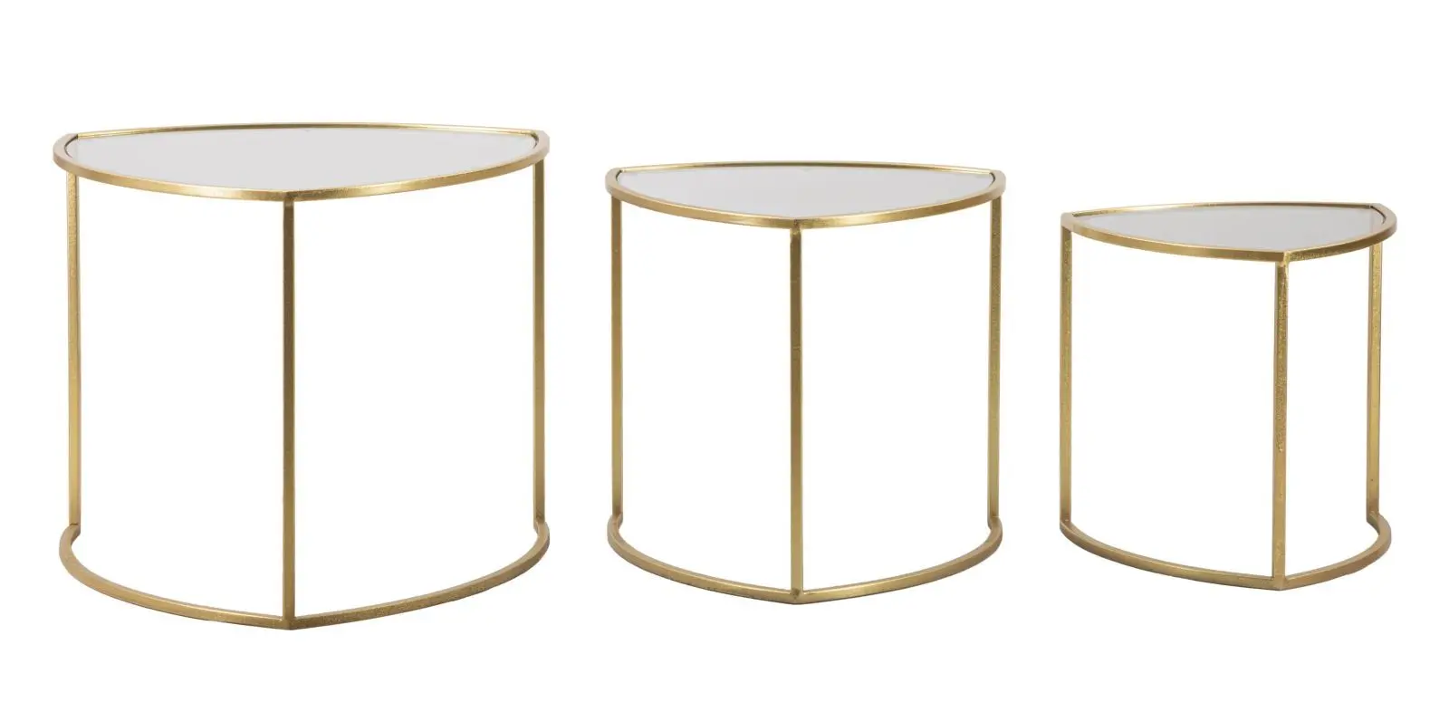 Estila Designová glamour geometrická sada příručních stolků Geometrica se skleněnou deskou a zlatým kovovým rámem 50 cm