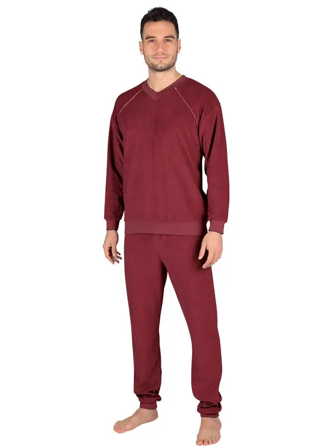 EVONA a.s. Pánské froté pyžamo P 1427 vínové - P1427 433 L