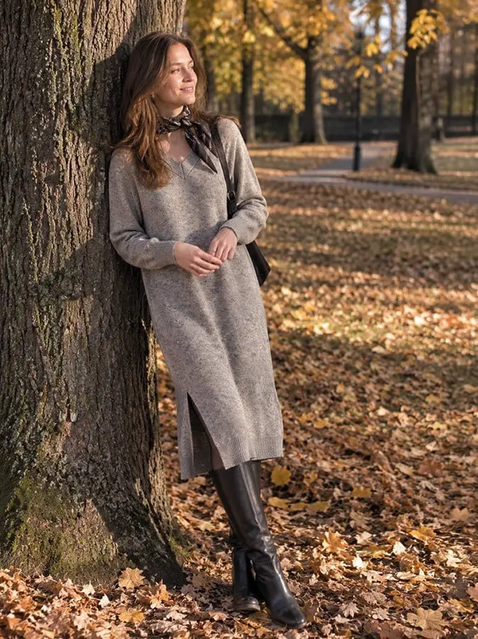 EVONA a.s. Dámské šaty LIV šedý melír - LIV ŠEDÝ MELÍR UNI