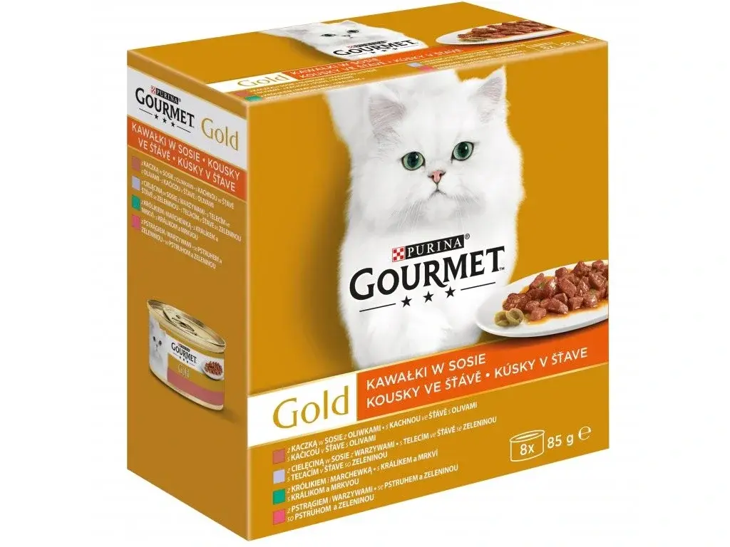 Gourmet Gold kachna pstruh králík telecí ve šťávě 8 x 85g
