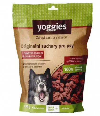 Yoggies Bezlepkové suchary s hovězím masem a červenou řepou 150g