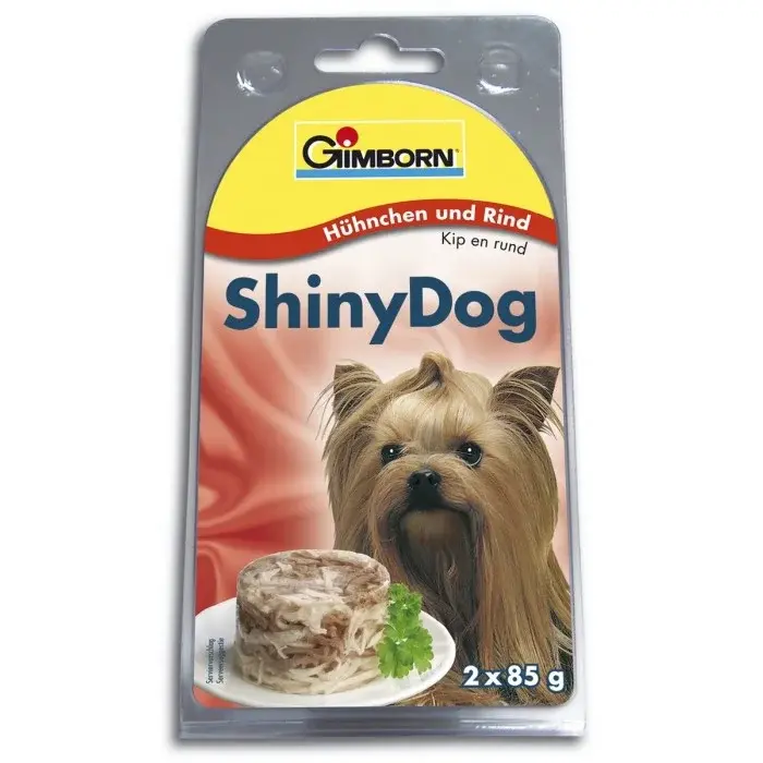 ShinyDog konzerva kuřecí+hovězí 2x85g (8x)