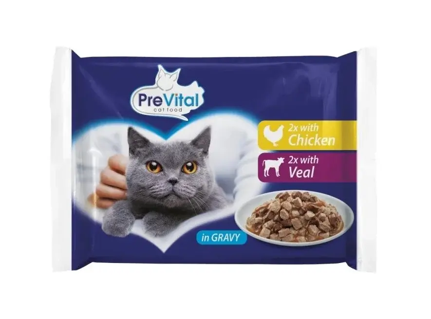 PreVital kočka-Kuře a telecí 100g (4 pack) - EXP 04/2026