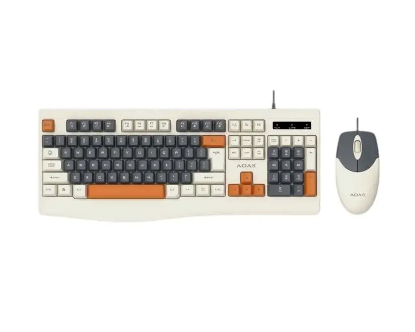 Set klávesnice a myši AOAS A1019 na USB - RETRO design - bílá