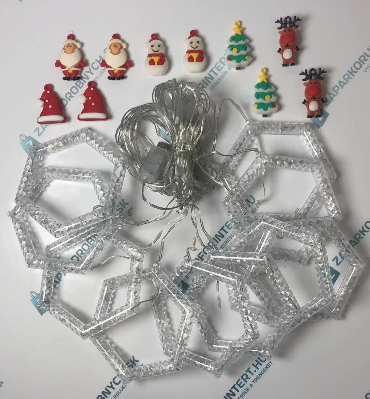 Vánoční světýlka - LED šestihranné kroužky - 10 kusů - teplá bílá
