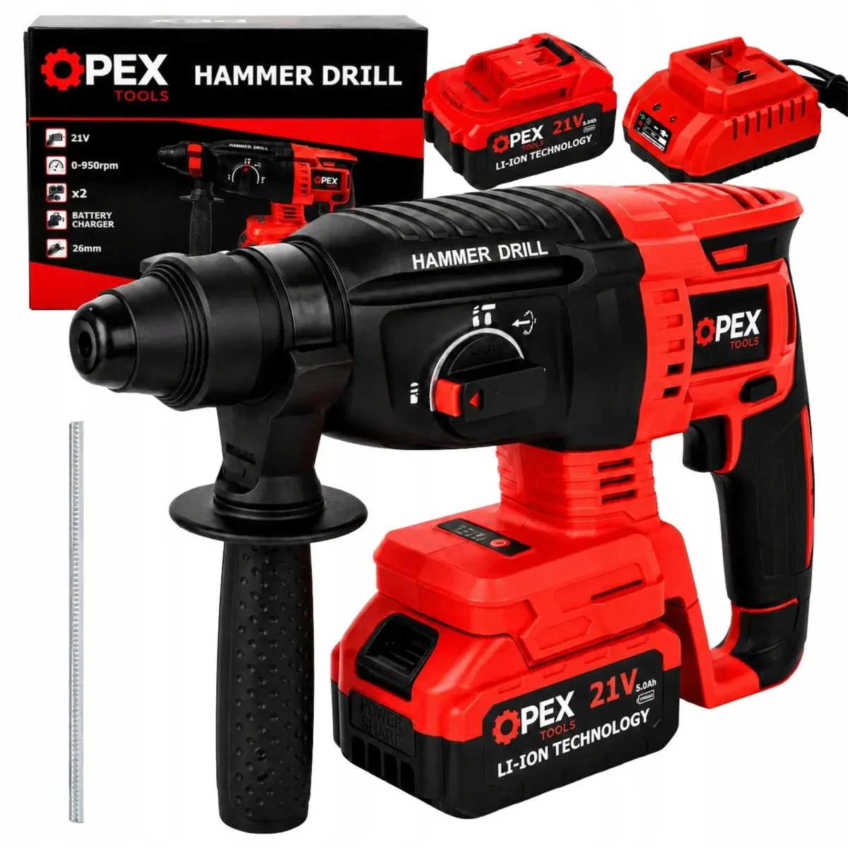 OPEX TOOLS Aku vrtačka s příklepem SDS+ OPEX + 2x baterie + kufřík + příslušenství