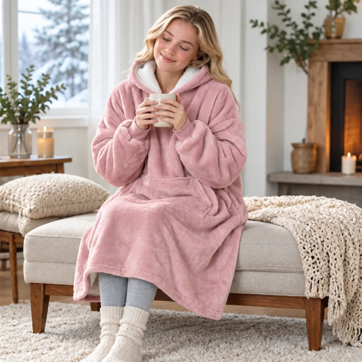 VERK Deka s rukávy a kapucí Huggle Hoodie
