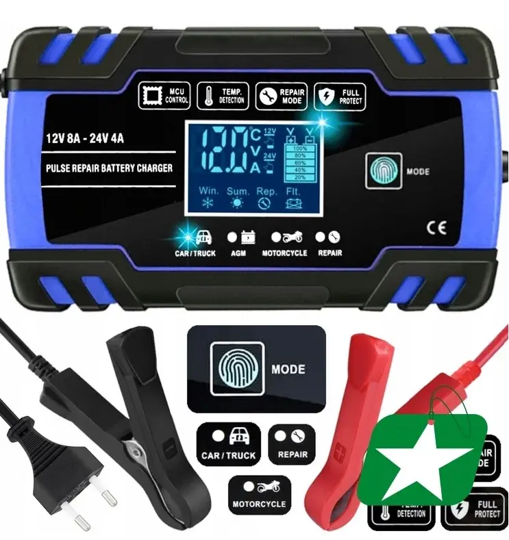 Profesionální autonabíječka FOXSUR FBC122408D s funkcí opravy - 8A 12V / 24V