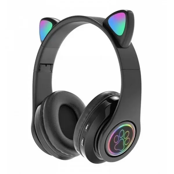 Zaparkorun Bezdrátová LED sluchátka Cat Ears - Černá