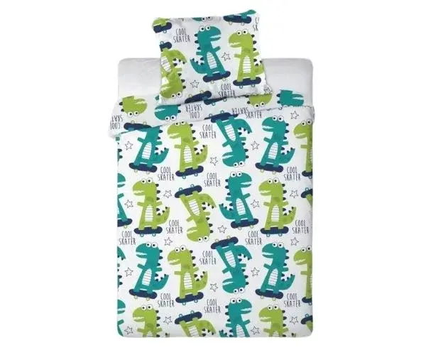 FARO Bavlněné povlečení do postýlky Dino skate - 100x135 cm + 40x60 cm