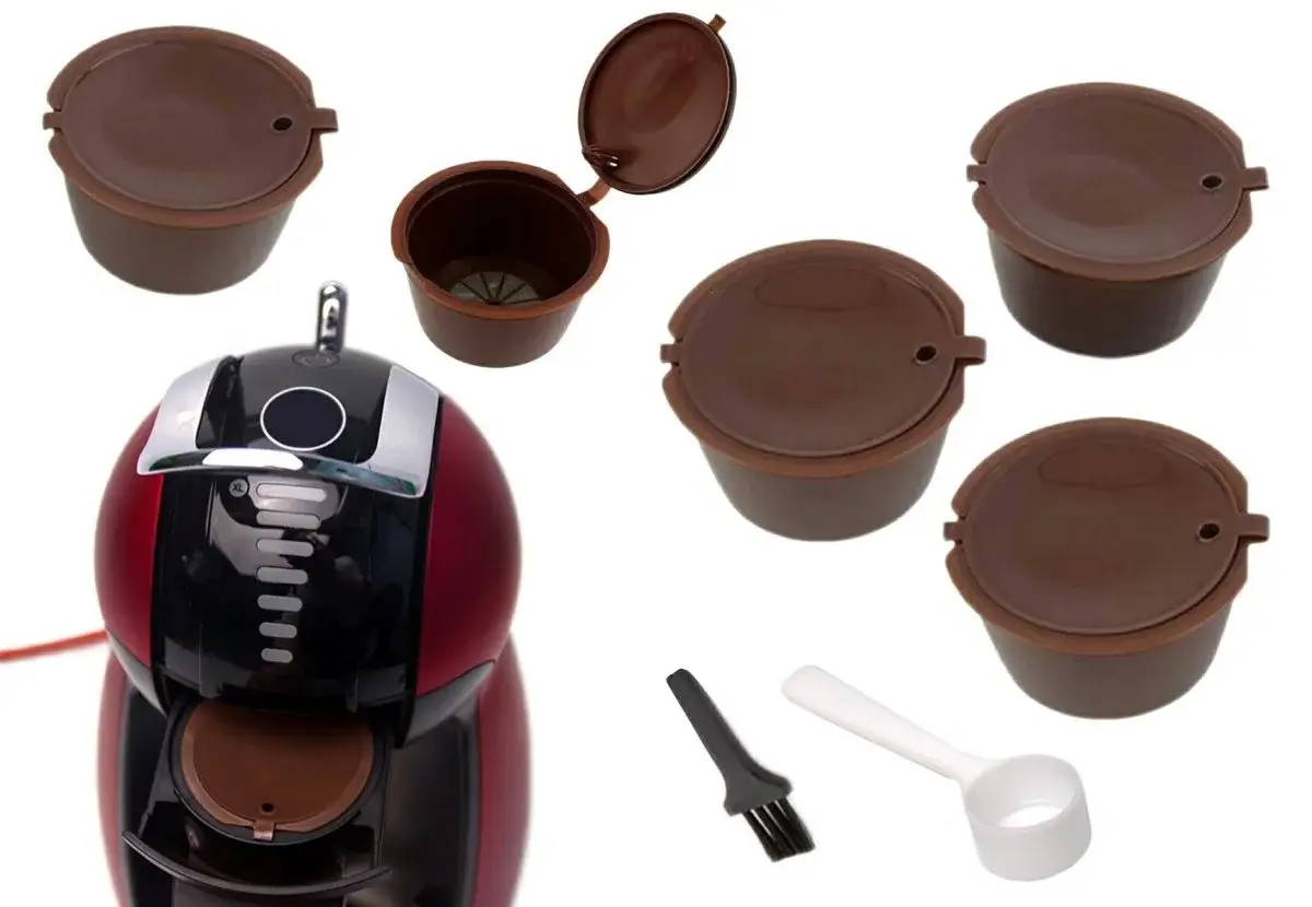 Zaparkorun Sada 5 opakovatelně použitelných kapslí pro přípravu kávy a čaje Dolce Gusto - hnědé