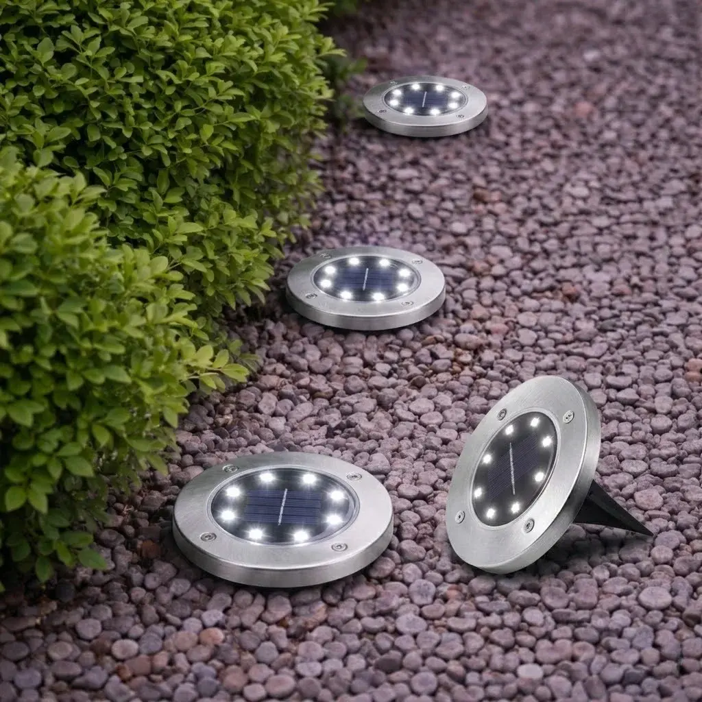 Zaparkorun Solární zahradní LED světla - 8 LED - studená bílá - 4 ks