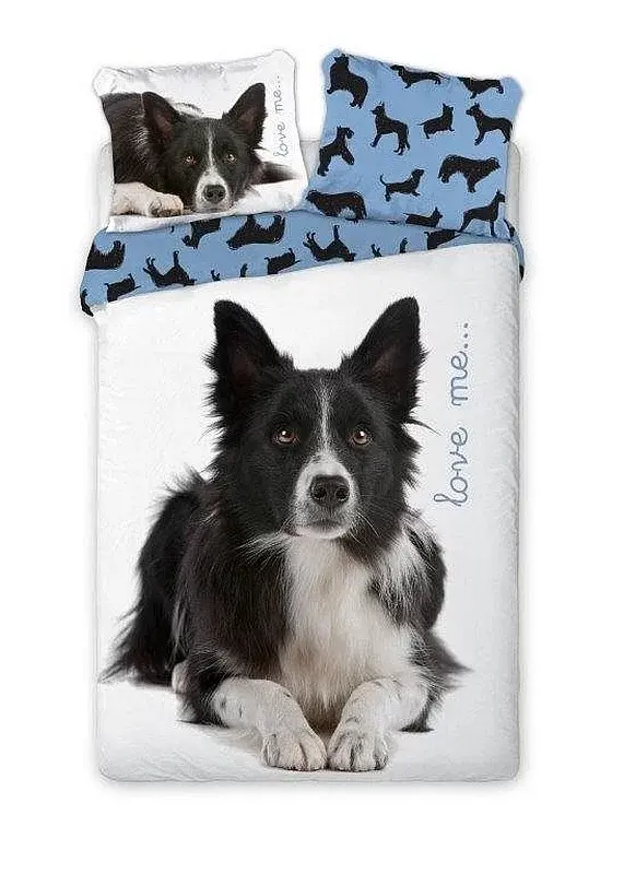 FARO Bavlněné povlečení - Border kolie - 140 x 200 cm + 70 x 90 cm - Faro