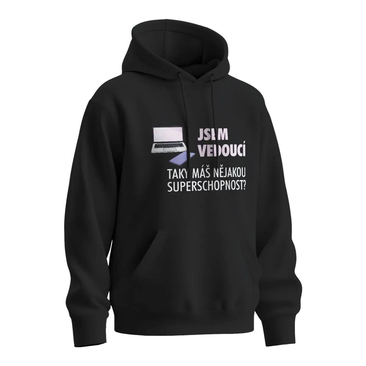 Mikina s potiskem Jsem vedoucí, taky máš nějakou superschopnost? - černá 3XL