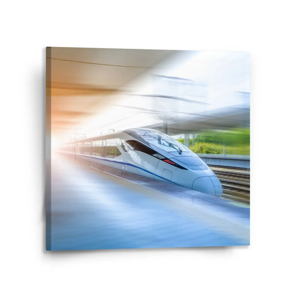Obraz Rychlovlak projíždějící nádražím - 110x110 cm