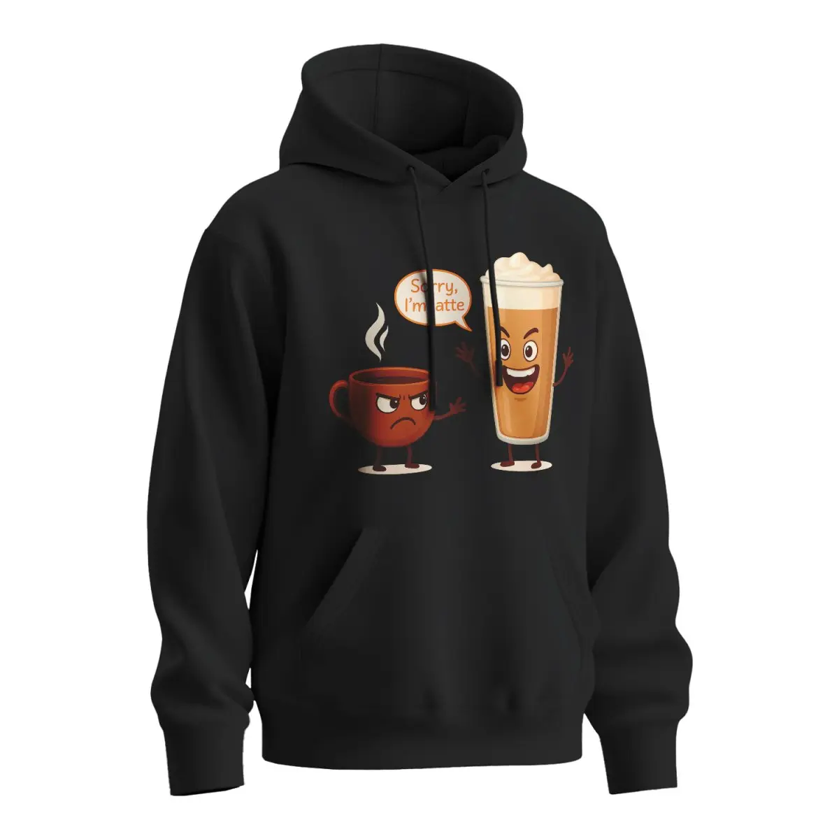Mikina s potiskem Sorry, I´m latte - černá 4XL