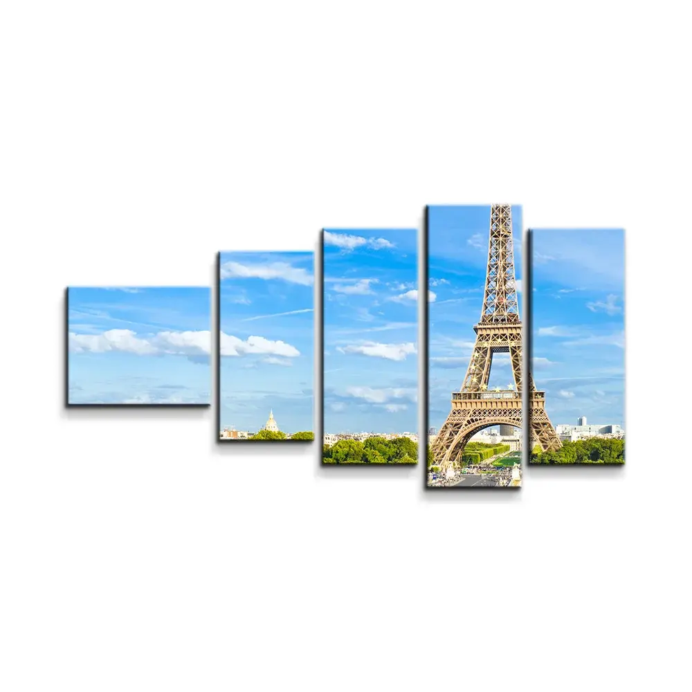 Obraz - 5-dílný Eiffel Tower 5 - 100x60 cm