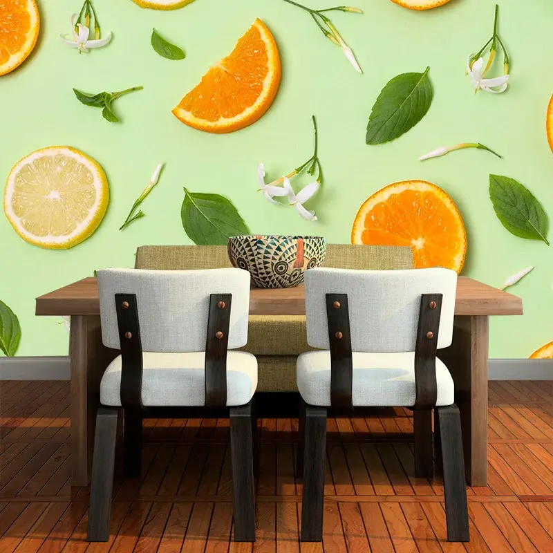 Tapeta Citrus a květ - 336x220 cm