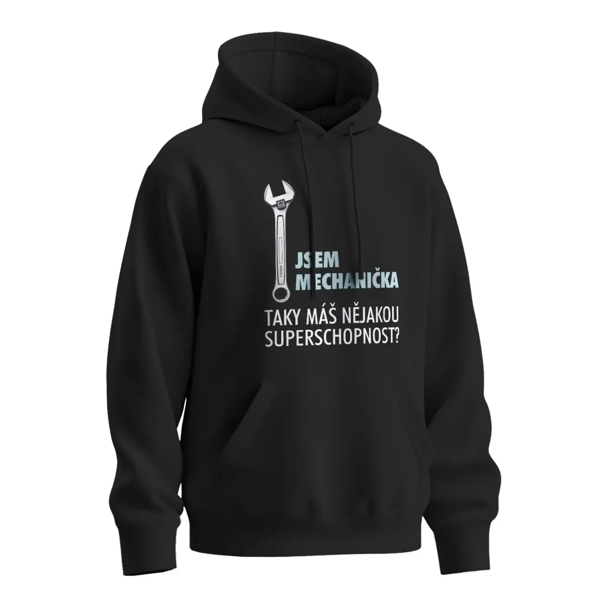 Mikina s potiskem Jsem mechanička, taky máš nějakou superschopnost? - černá 4XL