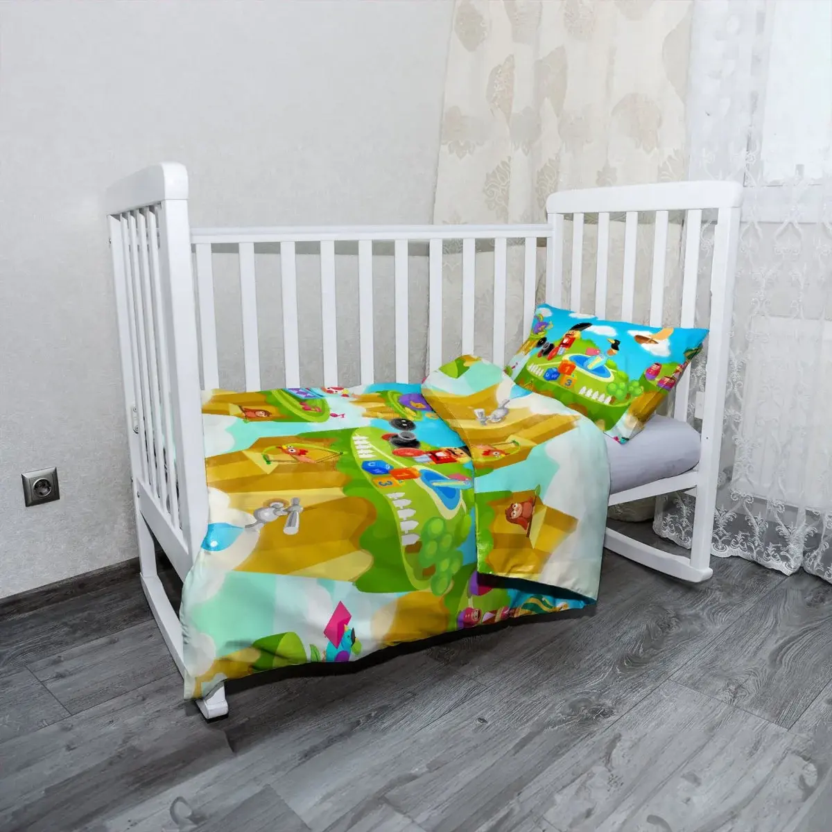 Mikroplyšové dětské povlečení do postýlky Dětský motiv 2 - 130x90 / 40x60