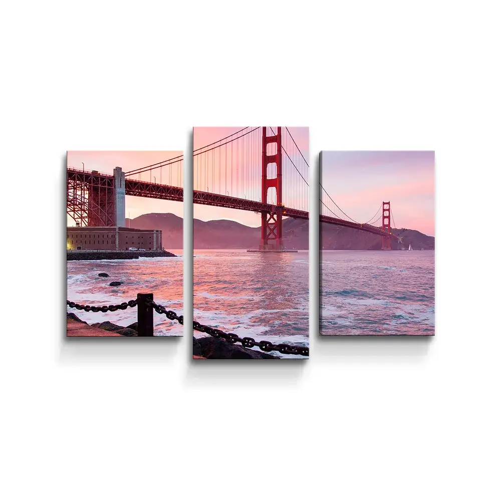 Obraz - 3-dílný Golden Gate - 75x50 cm