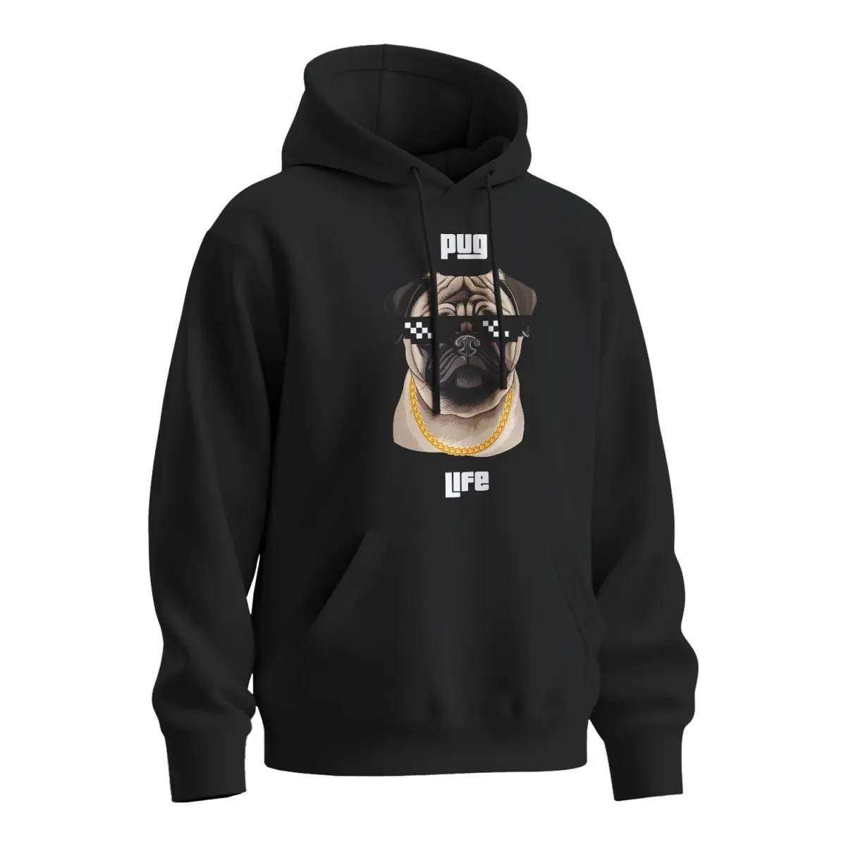 Mikina s potiskem Pug life - černá