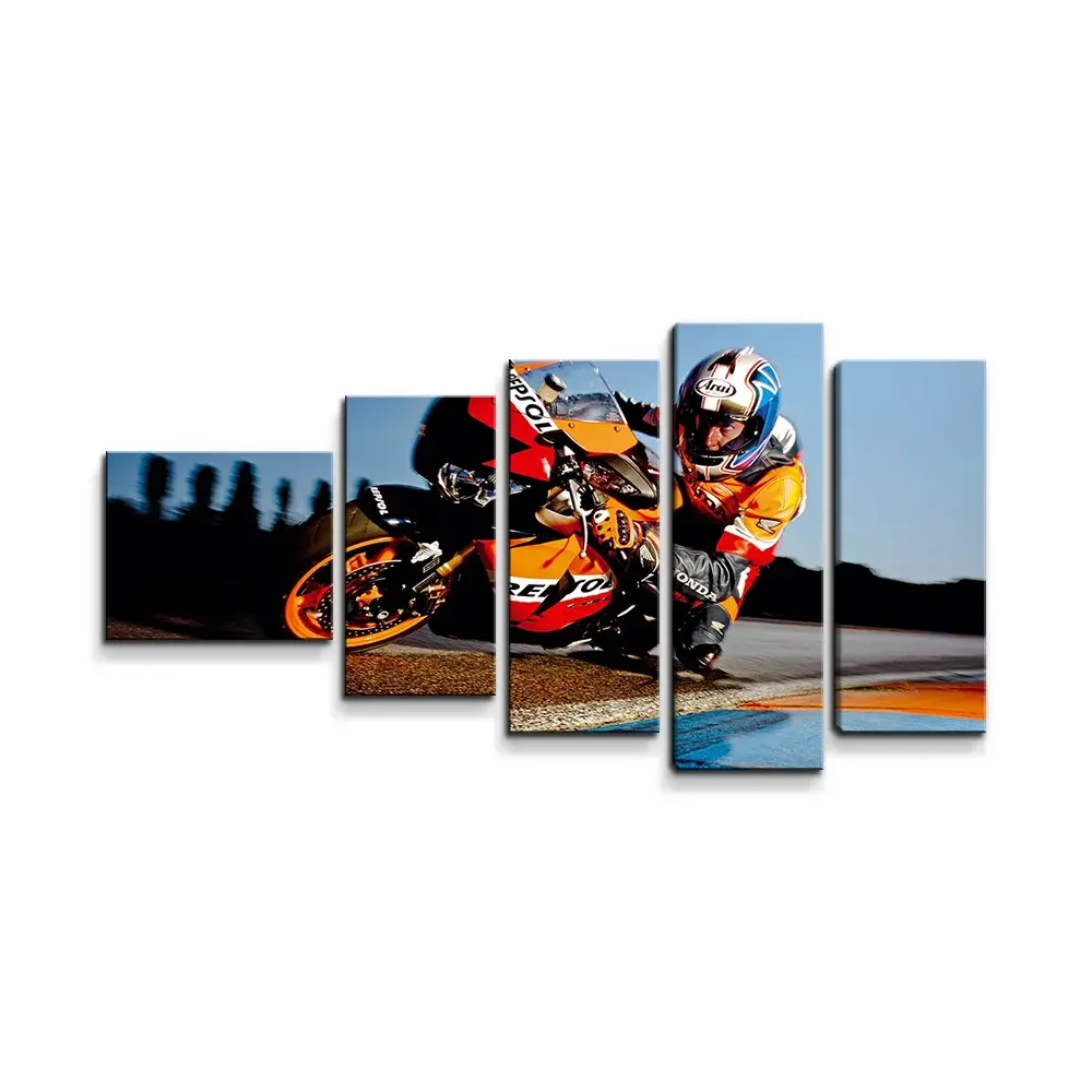 Obraz - 5-dílný Motorkář 2 - 100x60 cm