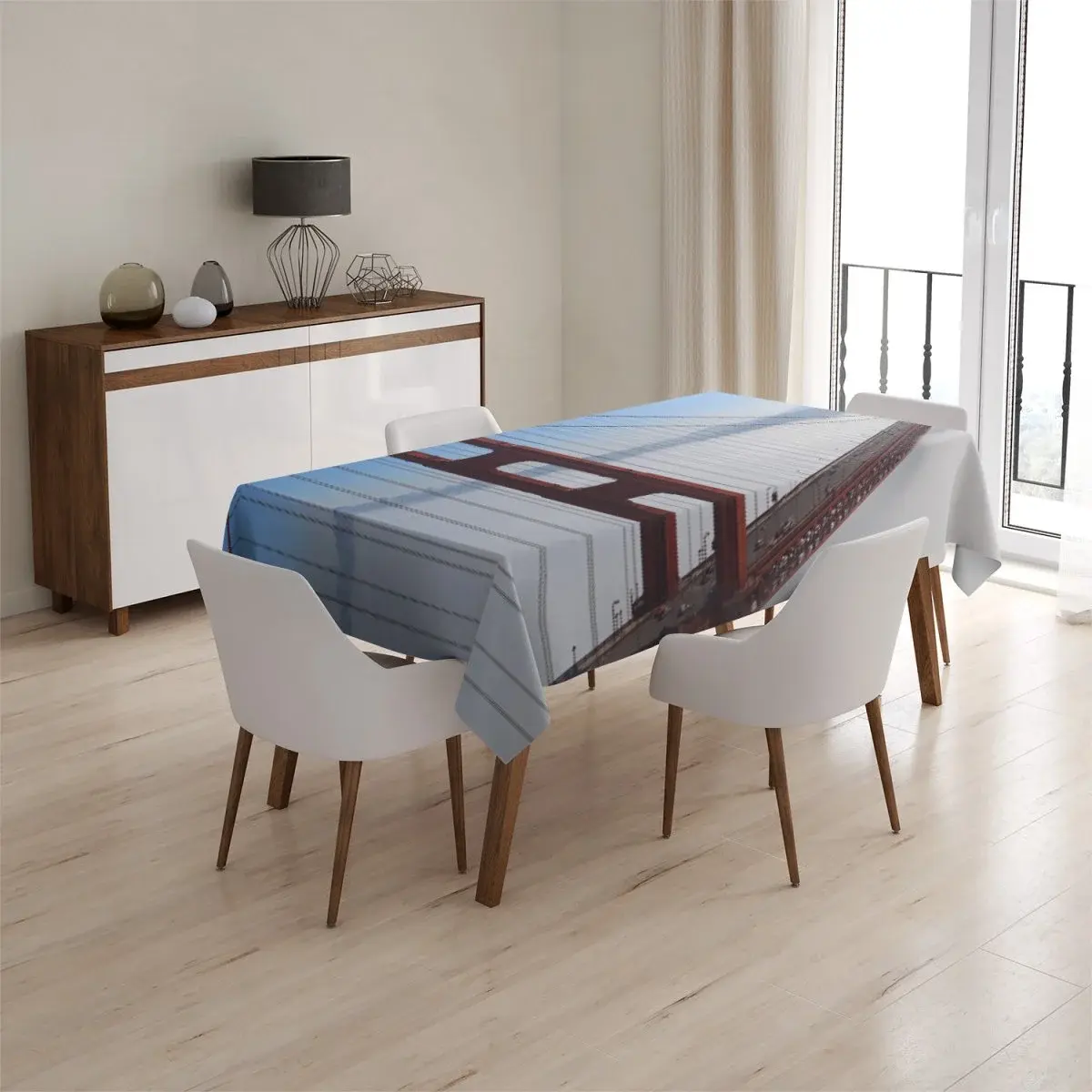 Ubrus Golden Gate v mlze - 130x130 cm