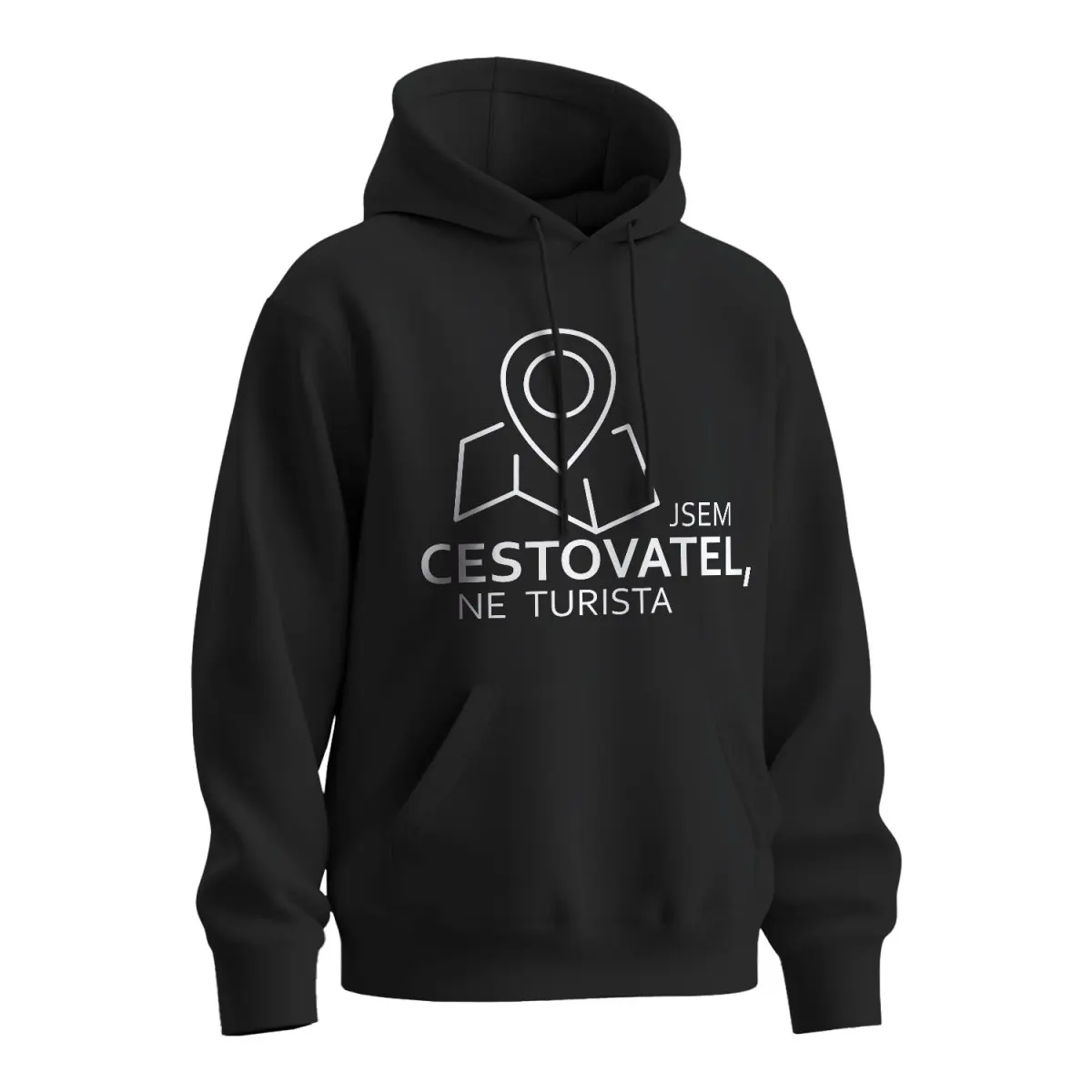 Mikina s potiskem Jsem cestovatel, ne turista - černá 5XL