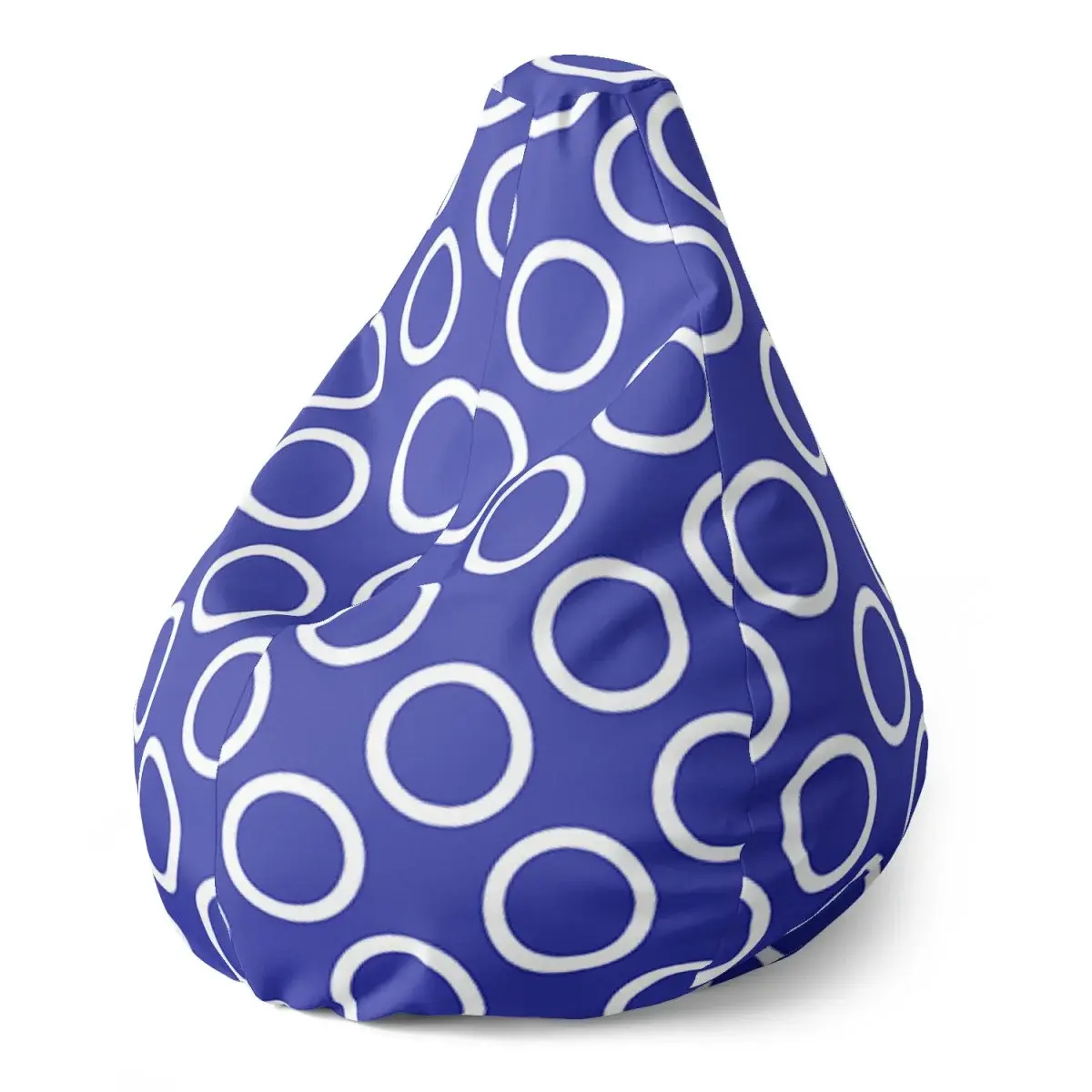 Sedací vak Pear Bílé kruhy na modré - 70 x 95 x 15 cm
