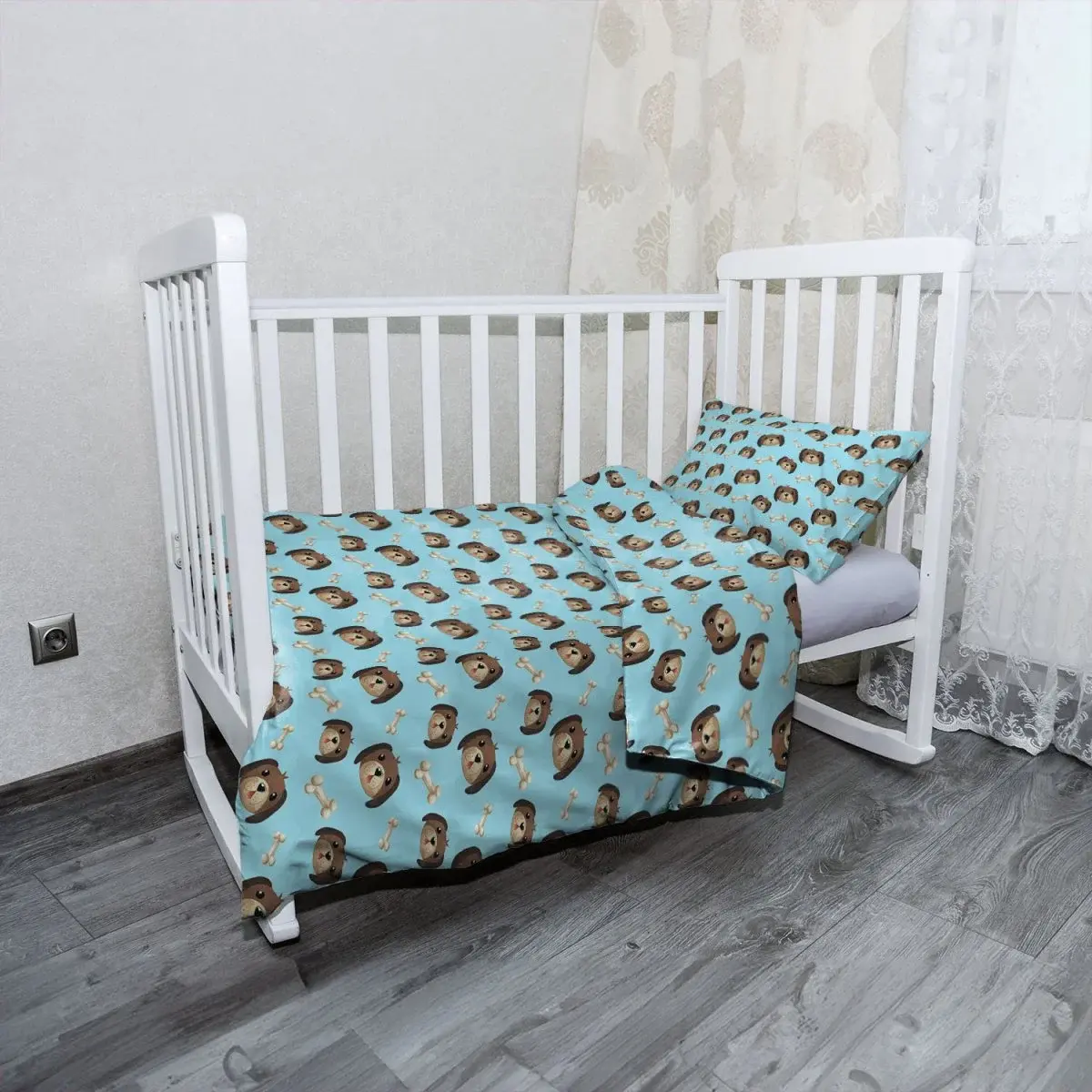 Mikroplyšové dětské povlečení do postýlky Pejsek s kostí - 130x90 / 40x60