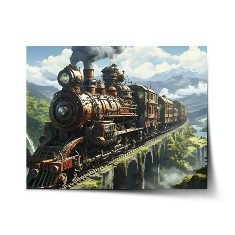 Plakát Parní lokomotiva na viaduktu - 90x60 cm