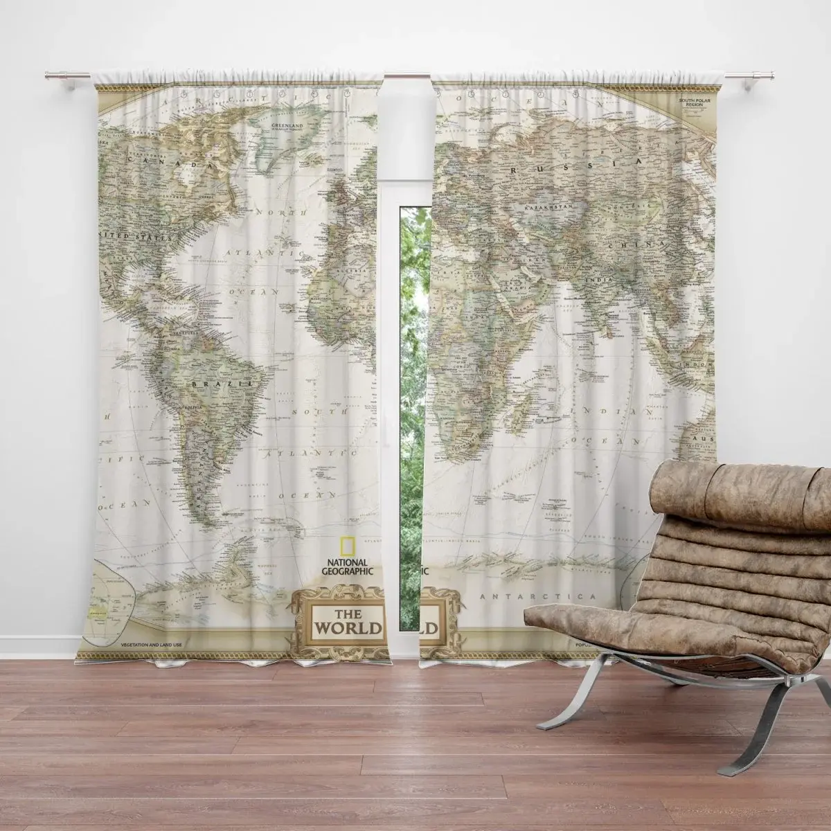 Závěs Mapa světa: 2ks 140x250cm