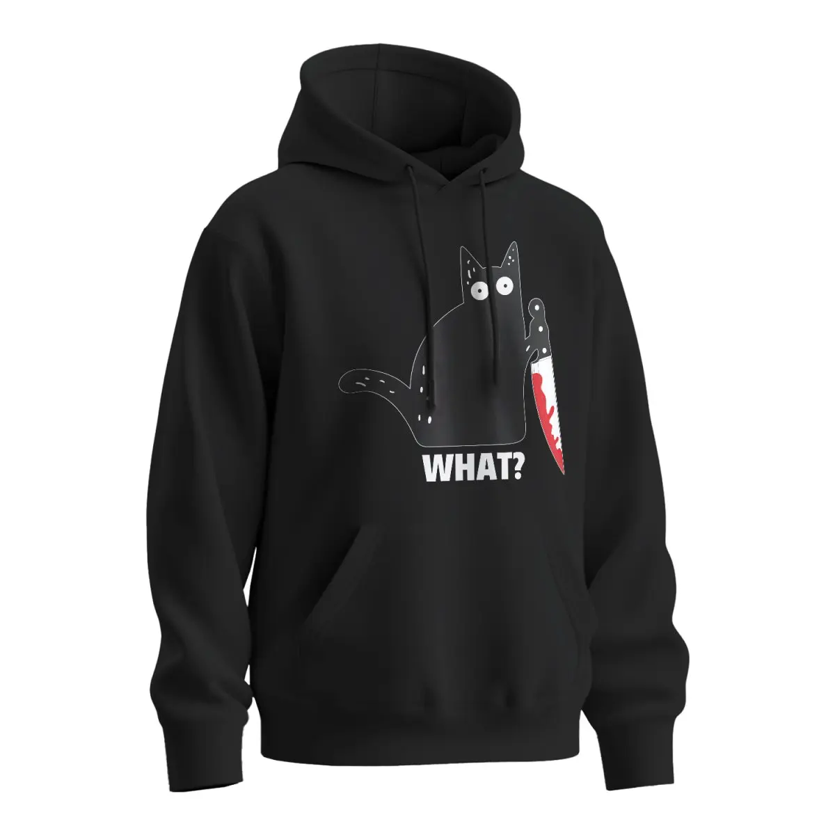 Mikina s potiskem Black cat WHAT? - černá 5XL