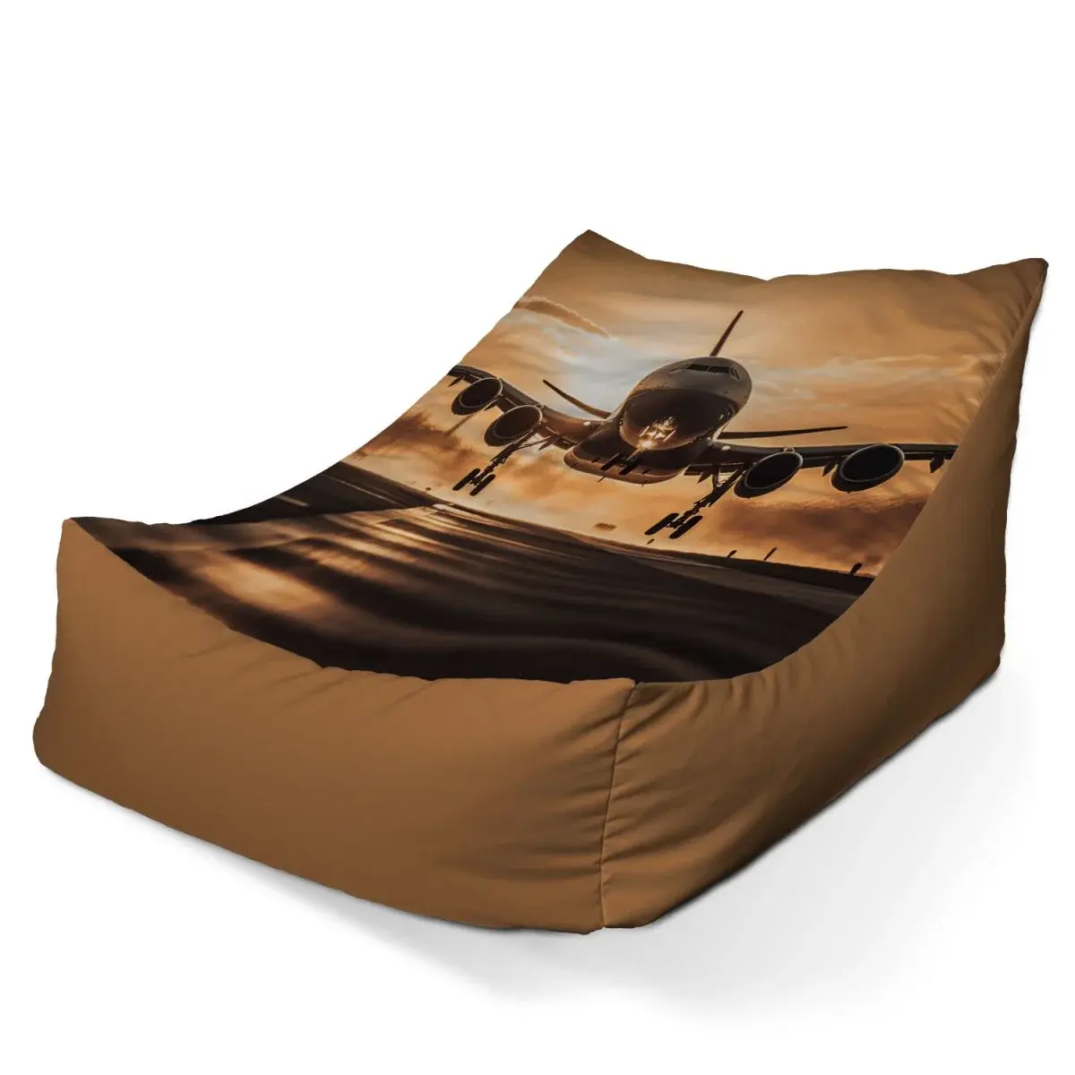 Sedací vak Lounge Letadlo přistávající při západu slunce - 120 x 100 x 80 cm