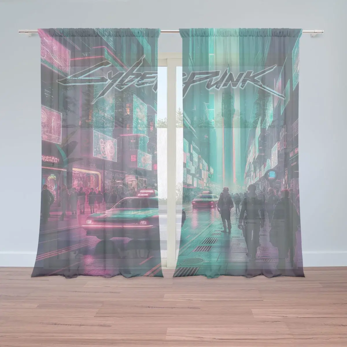 Záclony Cyberpunk 2077 Město: 2ks 150x250cm