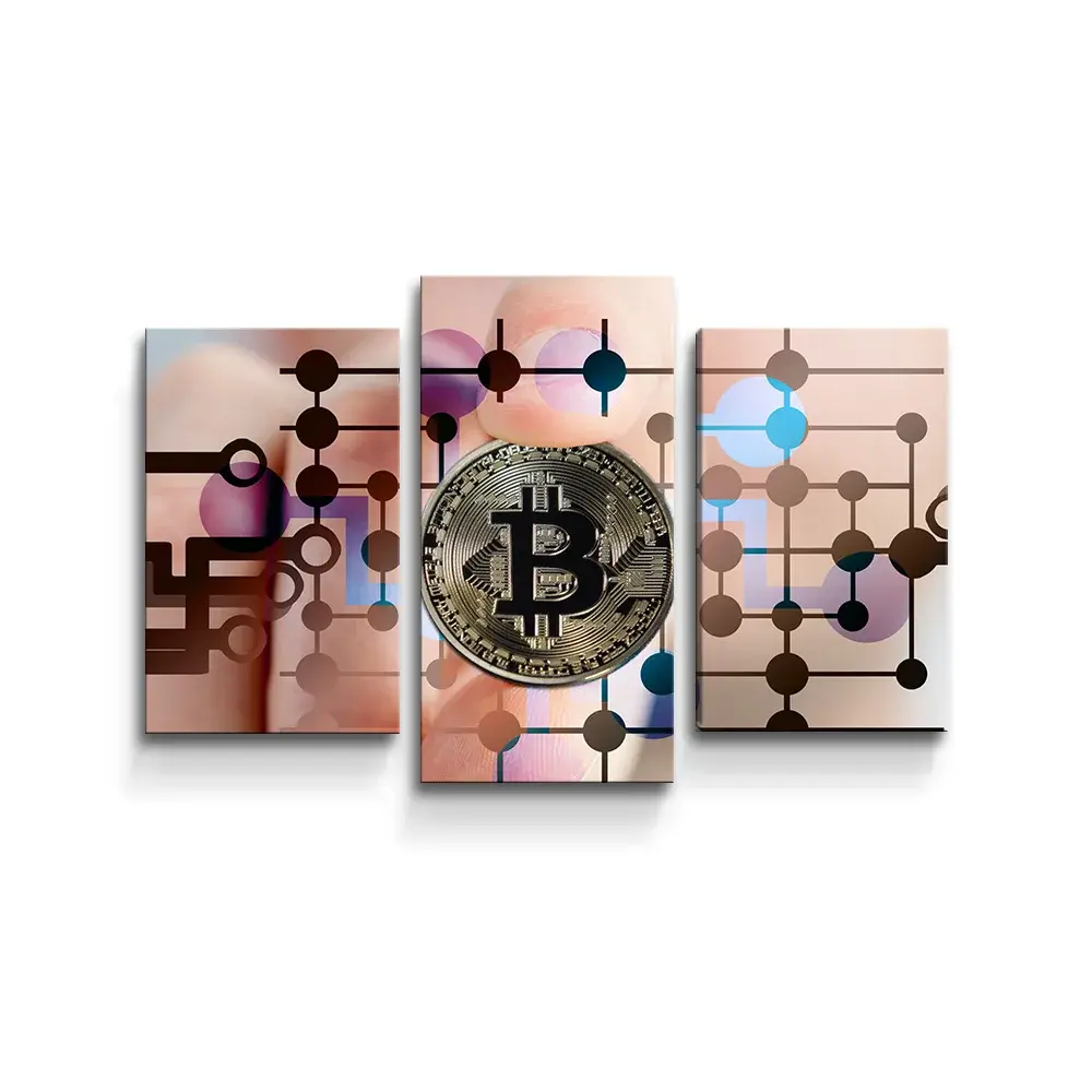 Obraz - 3-dílný Bitcoin - 75x50 cm