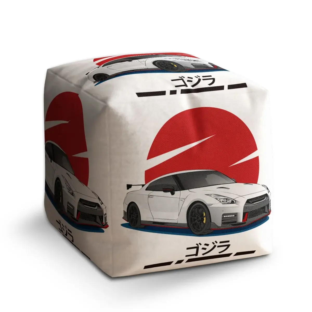 Taburet Cube Nissan GTR 35 Japonské slunce - 60x60x60 cm