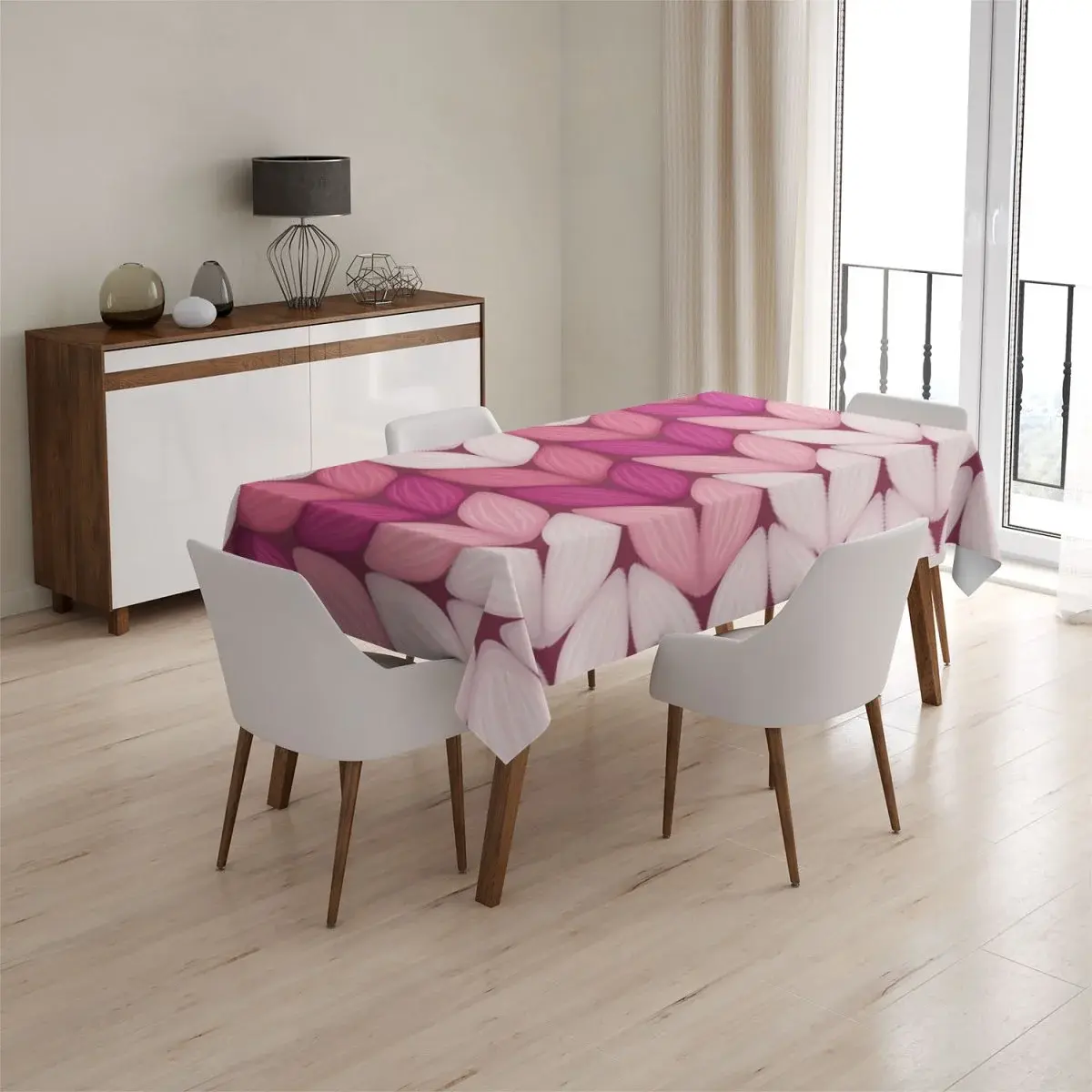 Ubrus Tříbarevné růžové pletení - 90x90 cm