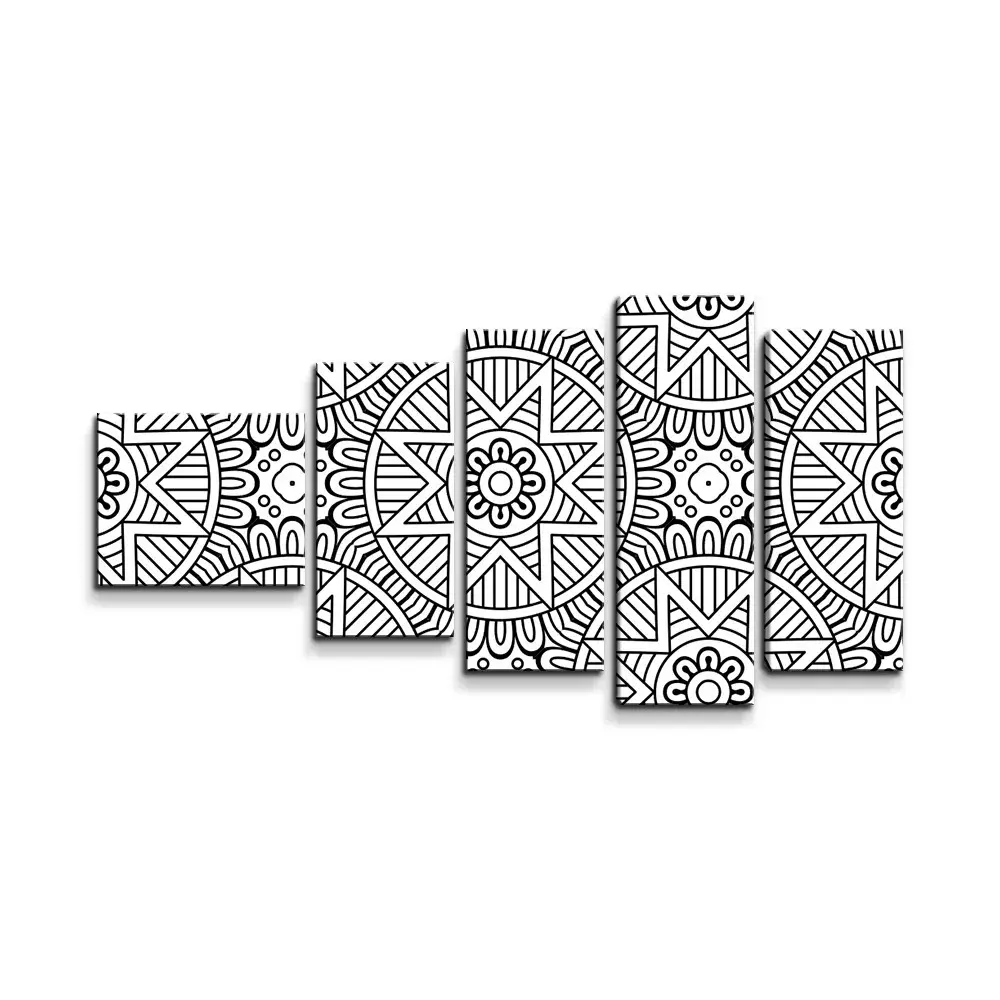 Obraz - 5-dílný Hvězdy mehendi - 100x60 cm
