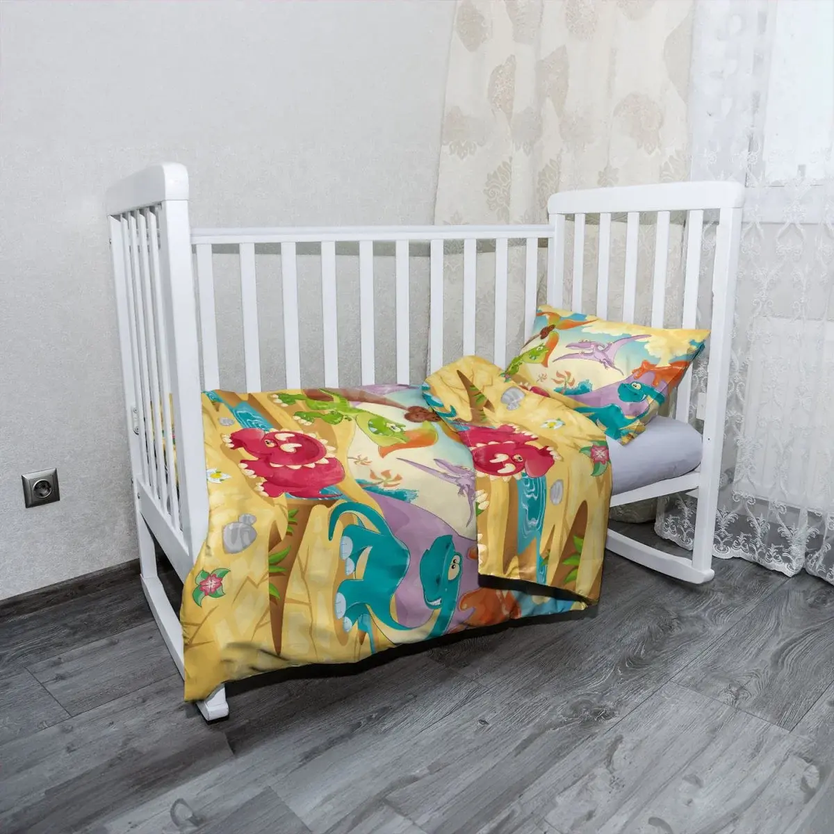 Mikroplyšové dětské povlečení do postýlky Dinosauři 5 - 120x90 / 40x60