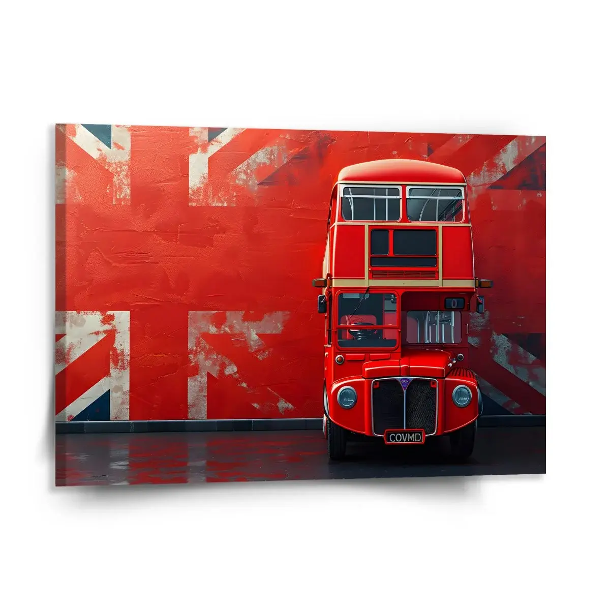 Obraz Červený patrový autobus Vlajka - 150x110 cm
