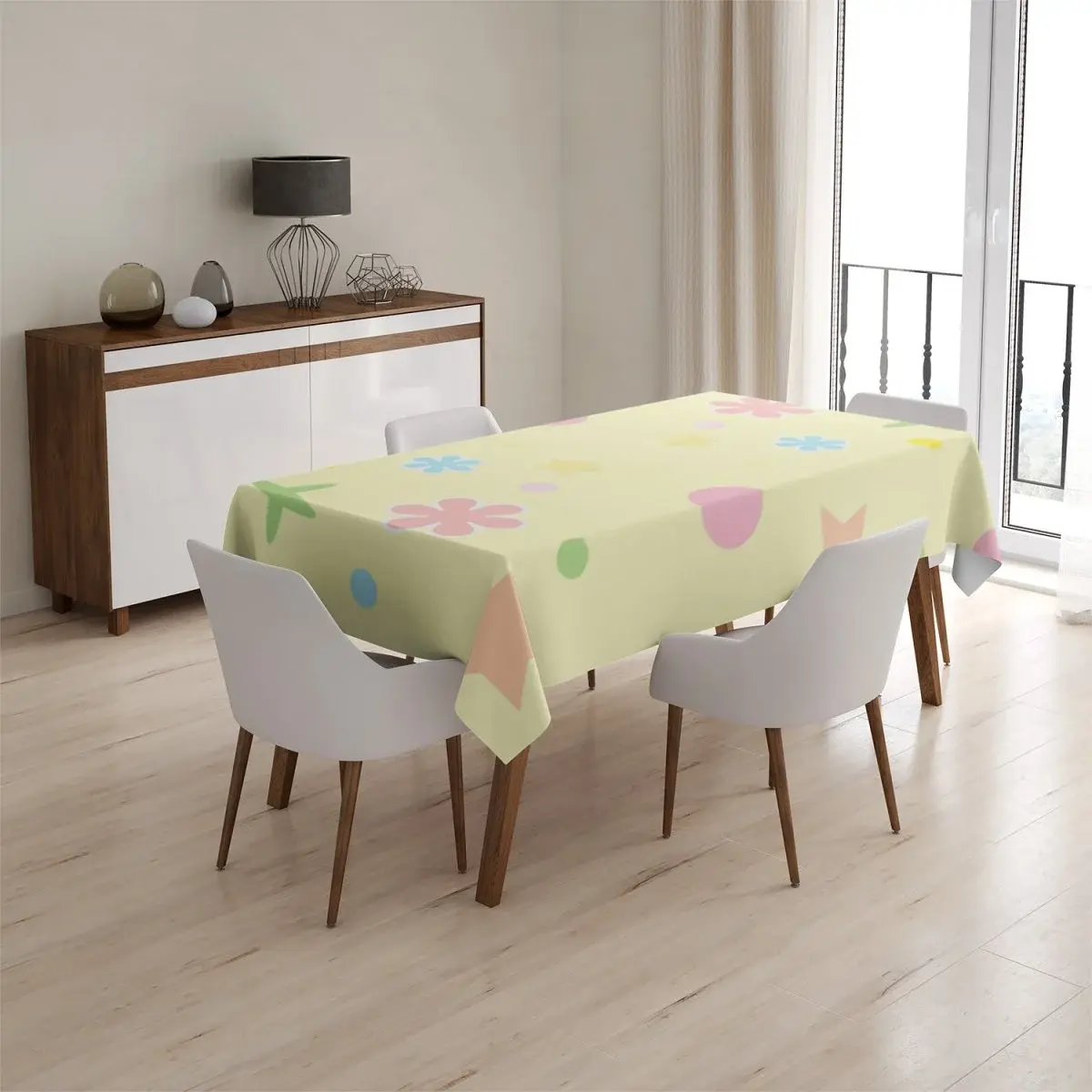 Ubrus Květiny na žluté - 130x130 cm